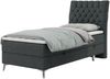 Boxspringbett MILEN, Einzelbett 90x200, Polsterbett mit Multipocket-Matratze und Topper - Dunkelgrau stoff - rechts - H3 Bild 2