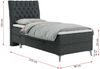 Boxspringbett MILEN, Einzelbett 90x200, Polsterbett mit Multipocket-Matratze und Topper - Dunkelgrau stoff - rechts - H3 Bild 4