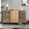 Sideboard, breiter 3-türiger Schrank mit 6 Ablagefächern, Beistelltisch für Wohnzimmer, Schlafzimmer oder Eingangsbereich, MDF, Weiß, 150×40×95 cm Bild 3
