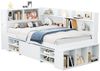 SeedWave Einzelbett Multifunktionales Kinderbett 90x200cm mit Stauraum, Platzsparendes Einzelbett mit Schublade und Regalen Bild 5