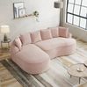 Modulsofa Chenille, 2-teilig mit Schlaffunktion & Chaiselongue, 252 x 164 x 67 cm, Rosa Bild 2