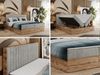 Boxspringbett mit dekorativem Kopfteil und zwei Bettkästen, Eiche Holzrahmen - ALBERO 4 - 140x200 cm - Hellgrau Stoff - H3 Bild 2