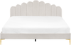 Bett mit Lattenrost Samtstoff SAUVIAN 180 x 200 cm Cremeweiß Bild 5