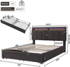 Polsterbett 140x190cm, LED, hydraulisch, Schubladen, Stahl, Leinen, Grau Bild 4