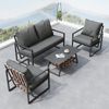 Gartenmöbel Sitzgarnitur Garten-Garnitur Set,Gartenlounge für 4 Personen, mit Sofa,Couchtisch & Kissen, abnehmbarer und waschbarer Stoffbezug,schwarz Bild 2