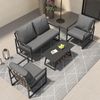 Gartenmöbel Sitzgarnitur Garten-Garnitur Set,Gartenlounge für 4 Personen, mit Sofa,Couchtisch & Kissen, abnehmbarer und waschbarer Stoffbezug,schwarz Bild 4