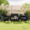 Yaheetech Balkonset Gartenmöbel-Set 4-er Set Rattanmöbel für 4 Personen, Gartengarnitur aus Zweisitzer-Sofa & 2 Einzelsofas & Kaffeetisch Bild 2