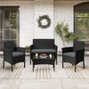 Yaheetech Balkonset Gartenmöbel-Set 4-er Set Rattanmöbel für 4 Personen, Gartengarnitur aus Zweisitzer-Sofa & 2 Einzelsofas & Kaffeetisch Bild 3