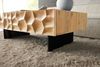 Couchtisch Solu 120x70 cm Eiche Natur 4 Schübe Fuß schwebend Metall Schwarz 3D-Front Bild 5