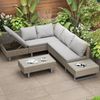 Merax Gartenmöbel Set Modulares, bewegliches Sofa, bietet Platz für 4–5 Personen, inklusive Liegefunktion, UV-beständiges PE-Rattan, Couchtisch, Khaki Bild 2