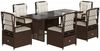 vidaXL 7-tlg. Garten-Essgruppe mit Kissen Braun Poly Rattan 3262926 Bild 2
