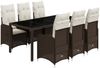 vidaXL 7-tlg. Garten-Bistro-Set mit Kissen Braun Poly Rattan 3277069 Bild 2