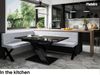 MEBLINI Eckbank für Esszimmer mit ausziehbarem Tisch - Küchenbank - Essecke - Sitzecke Küche - PETER - X-Beine 142x196x87cm Links - Hellgrau Samt/B Weiß Hochgl. Bild 2