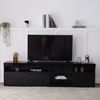 TV-Schrank 180 x 35 x 48 cm aus MDF in Schwarz Hochglanz mit LED-Beleuchtung und Türen Bild 2
