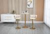 Barhocker 54x46x78,5-97 cm, 360° drehbar, höhenverstellbar, Samt (Ivory) mit goldener Basis，2 Set Bild 2