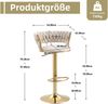 Barhocker 54x46x78,5-97 cm, 360° drehbar, höhenverstellbar, Samt (Ivory) mit goldener Basis，2 Set Bild 4