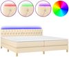 vidaXL Boxspringbett mit Matratze & LED Creme 200x200 cm Stoff, Härtegrad: H2 [3133986] Bild 2