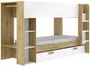 Vente-unique - Etagenbett mit Stauraum & Kleiderstange - 2 x 90 x 200 cm - Weiß & Holzfarben - OZANA Bild 3