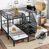 MODFU Etagenbett aus Eisen mit drei Liegeplätzen (Kinderbett, komfortabler Treppe mit Handläufen und zusätzlichem Stauraum, Metallbett 90x200cm&140x200cm), ohne Matratze Bild 3