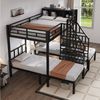 MODFU Etagenbett aus Eisen mit drei Liegeplätzen (Kinderbett, komfortabler Treppe mit Handläufen und zusätzlichem Stauraum, Metallbett 90x200cm&140x200cm), ohne Matratze Bild 2