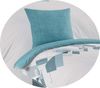 Buymax Bettwäsche Wende-Bettwäsche, Premium, Renforce: 100% Baumwolle, 2 teilig, 155x220 cm, Bettbezug-Set, mit Reißverschluss, Weiß Türkis Bild 4