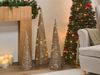 Weihnachtsdekoration 3er Set LED TUELSO Weihnachtsbaum 60 80 100 cm Gold Bild 3