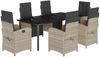 vidaXL 7-tlg. Garten-Essgruppe mit Kissen Hellgrau Poly Rattan 3212610 Bild 2