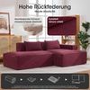 LVHOM Ecksofa 2 Sitzer, Modulares Sofa 235 cm breit, L-Form Sofa mit 2 Kissen, Schlafsofa aus Cordstoff, kein Aufbau erforderlich, Weinrot Bild 4