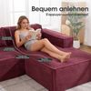 LVHOM Ecksofa 2 Sitzer, Modulares Sofa 235 cm breit, L-Form Sofa mit 2 Kissen, Schlafsofa aus Cordstoff, kein Aufbau erforderlich, Weinrot Bild 5