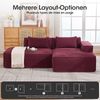 LVHOM Ecksofa 2 Sitzer, Modulares Sofa 235 cm breit, L-Form Sofa mit 2 Kissen, Schlafsofa aus Cordstoff, kein Aufbau erforderlich, Weinrot Bild 3