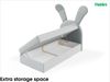 MEBLINI Kinderbett mit Bettkasten KANINCHEN 100x200 Rechts – H3/Hellgrau Samt Gepolstert Einzelbett mit Matratze - Polsterbett mit Stauraum - Bett mit Kopfteil – Stauraumbett Bild 2
