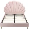 Vente-unique - LIVAYA Bett SamtStoff Puderrosa - B 205 cm x H 140 cm x L 166 cm Bild 4