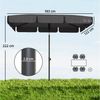 Outsunny Sonnenschirm rechteckig Balkonschirm mit 3-facher Neigung 8 Streben, LxB: 183x122 cm, rechteckig Balkonschirm, Strandschirm, für Strand Balkon Garten, 183 x 122 x 222 cm, Dunkelgrau Bild 2