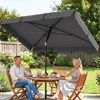 Outsunny Sonnenschirm rechteckig Balkonschirm mit 3-facher Neigung 8 Streben, LxB: 183x122 cm, rechteckig Balkonschirm, Strandschirm, für Strand Balkon Garten, 183 x 122 x 222 cm, Dunkelgrau Bild 5