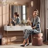 Livinity® Schminktisch Imola, Weiß/Weiß, 90 cm mit LED-Spiegel (2-St) Bild 3