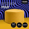 Lumaland Sitzsack Sitzsack-Hocker Pouf rund Cord 50l senfgelb, supersofte Füllung EPS-Perlen Bild 2