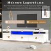 TV-Schrank mit LED-Beleuchtung & 3 Schubladen, 160x39x42 cm, Weiß Bild 3