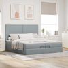 vidaXL Ottoman-Bett mit Matratzen Hellgrau 200x200 cm Stoff 3313099 Bild 3