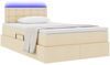 vidaXL Bett mit Stauraum und LED mit Matratze Creme 120 x 190 cm Stoff 3371260 Bild 3