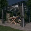 vidaXL Pavillon mit Vorhängen & LED-Lichterkette 3x3 m Anthrazit Alu 3070333 Bild 2