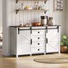 Buffet-Anrichte 137x40x81,5 cm mit Schiebetüren, 4 Schubladen und Vintage-Design in Weiß Bild 2