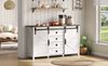 Buffet-Anrichte 137x40x81,5 cm mit Schiebetüren, 4 Schubladen und Vintage-Design in Weiß Bild 4