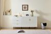 Merax 2-Türiger und 3-Schubladen Sideboard – 160cm Elegantes MDF-Möbel mit goldenen Zinklegierung-Griffen, stabilen Stahlbeinen in Braun, Weiß Bild 5