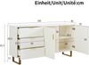 Merax 2-Türiger und 3-Schubladen Sideboard – 160cm Elegantes MDF-Möbel mit goldenen Zinklegierung-Griffen, stabilen Stahlbeinen in Braun, Weiß Bild 4