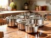 Hanseatic Topf-Set PREMIUM, Edelstahl (Set, 9-tlg, Kochtopf 1x 16 cm / 2x 20 cm / 1x 24 cm, Stielkasserolle 16 cm), handfreundliche Griffe, Literskala, Glasdeckel, Induktion Bild 3