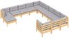 vidaXL 12-tlg. Garten-Lounge-Set mit Grauen Kissen Kiefernholz 3097066 Bild 3