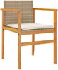 vidaXL Gartenstühle mit Kissen 2 Stk. Beige Poly Rattan Massivholz 368713 Bild 4