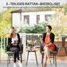 Essstuhl-Set mit Tisch 40x40x49 cm und Stühlen 58x63x69 cm, Grau, Stahlrahmen, Rattan, abnehmbare Bezüge Bild 3