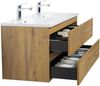 Badplaats Badmöbel Set mit Waschbecken und Unterschrank Angela 120 x 48 cm Eiche - Waschbeckenunterschrank mit Soft-Close und Doppelwaschbecken, Vorgemontiert Bild 5