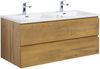 Badplaats Badmöbel Set mit Waschbecken und Unterschrank Angela 120 x 48 cm Eiche - Waschbeckenunterschrank mit Soft-Close und Doppelwaschbecken, Vorgemontiert Bild 1